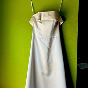 White House Black Market Satin Evening Dress in Ivory Size 0 with Shawl